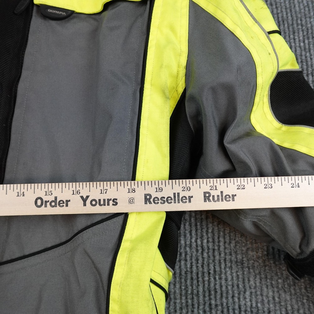 Olympia Moto Sports Jacket Mens Large Hi Vis Yellow Armored Motorcycle Riding - Picture 8 of 9